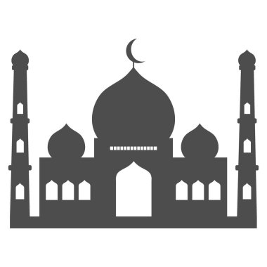 İslam gri camii, simge, beyaz arka plan üzerinde izole.