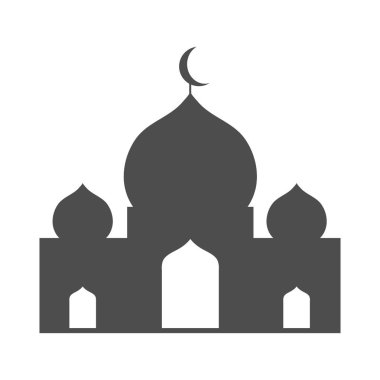 İslam gri camii, simge, beyaz arka plan üzerinde izole.