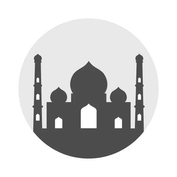 Islamisk grå moskén, ikon, isolerad på vit bakgrund. — Stock vektor