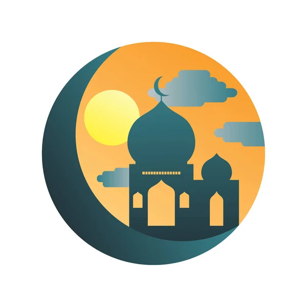 Mosquée colorée Icône islamique vectoriel Illustration logo — Image vectorielle