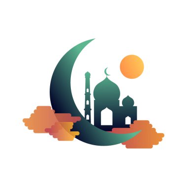 Renkli cami Simge İslami Vektör İllüstrasyon logosu