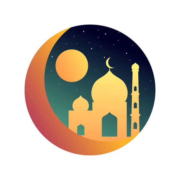 Mosquée colorée Icône islamique vectoriel Illustration logo — Image vectorielle