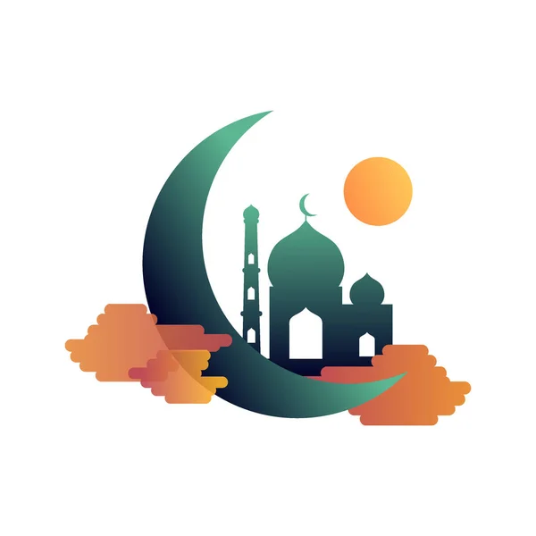 Mosquée colorée Icône islamique vectoriel Illustration logo — Image vectorielle