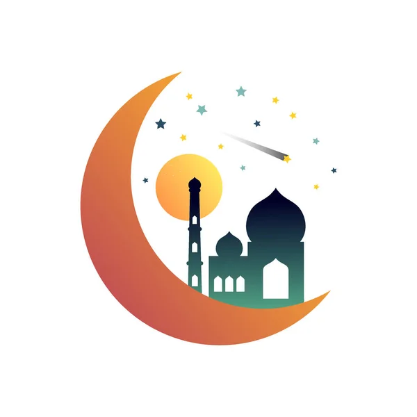 Mezquita colorida Icono islámico Vector Ilustración logo — Vector de stock