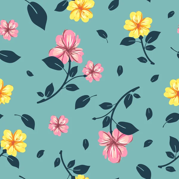 Blossom Floral naadloze patroon. Vintage achtergrond. Wallpaper. — Stockvector