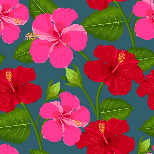 Naadloze tropische bloem. Bloesem bloemen voor naadloze patroon achtergrond. Vector illustratie. — Stockvector