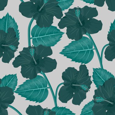 sorunsuz tropikal çiçek, bitki vektör desen arka plan