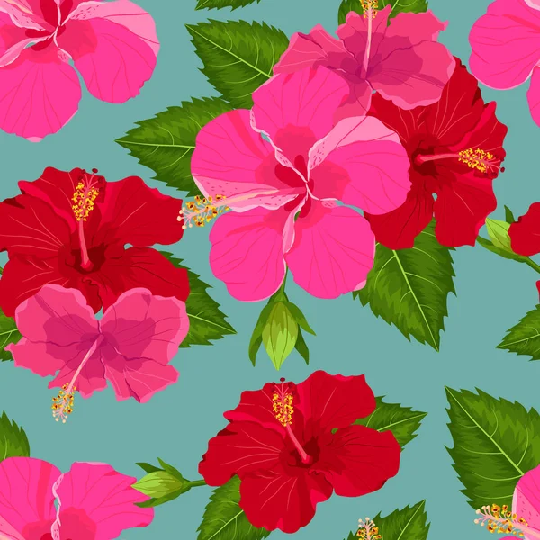 Flor tropical inconsútil, fondo de patrón de vector de planta — Vector de stock