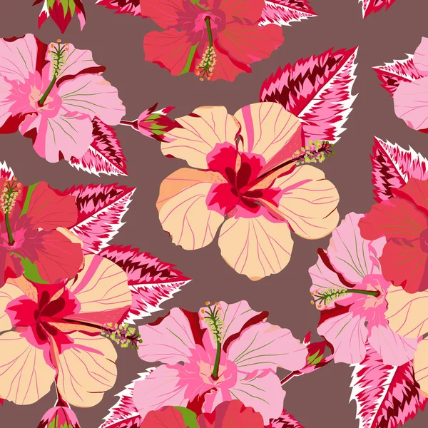 Flor tropical inconsútil, fondo de patrón de vector de planta — Vector de stock