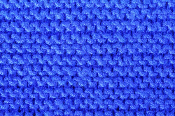 Struktura Vzor Pletený Materiál Modrých Akrylových Nití Close — Stock fotografie
