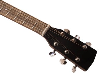 Akustik gitar baş beyaz arka plan üzerinde.