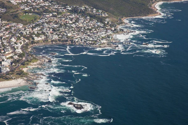 Aerial view of Cape town South Africa from a helicopter. Panorama Cape Town South Africa from birds eye view on a sunny day — Stock Photo, Image