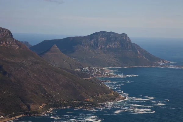 Aerial view of Cape town South Africa from a helicopter. Panorama Cape Town South Africa from birds eye view on a sunny day — Stock Photo, Image