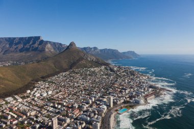 Cape town Güney Afrika bir helikopterden hava görünümünü. Panorama kuş görünümü göz