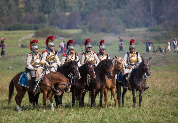 Borodino village, Moscow region Russia - 02.09.2018: The reconstruction of the Battle of Borodino in 1812 between Russian and French forces. — Stock Photo, Image