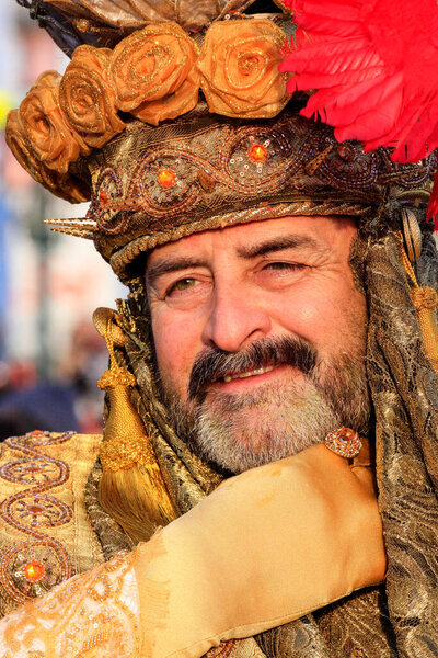 VENICE, Italy - February 15th 2010: Masks at the annual carnival of Venice, one of the most famous and visited of the world. People comes to visit or to show their beautiful hand made costumes.