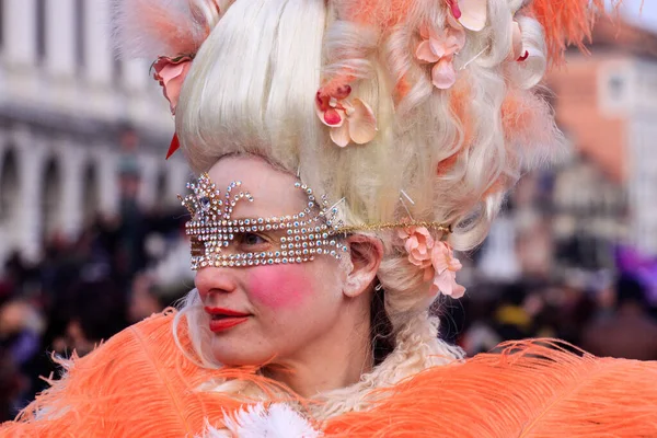 Venedig Italien Februar 2010 Masken Beim Alljährlichen Karneval Von Venedig — Stockfoto