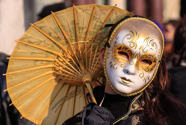 Venedig Italien Februar 2010 Masken Beim Alljährlichen Karneval Von Venedig — Stockfoto