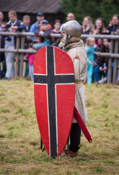 Torzhok Rusia Agosto 2020 Reconstrucción Una Batalla Medieval Con Participación — Foto de Stock