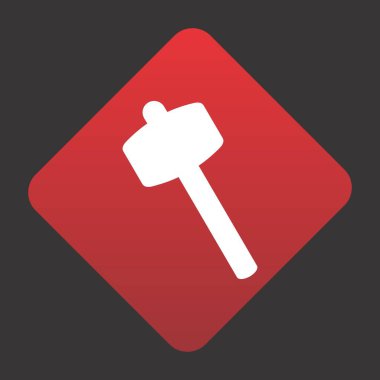 Çekiç simgesi, marangozluk aracı, vektör illüstrasyonu