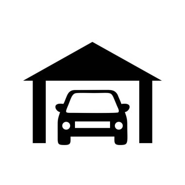 Garajdaki araba, vektör illüstrasyonu
