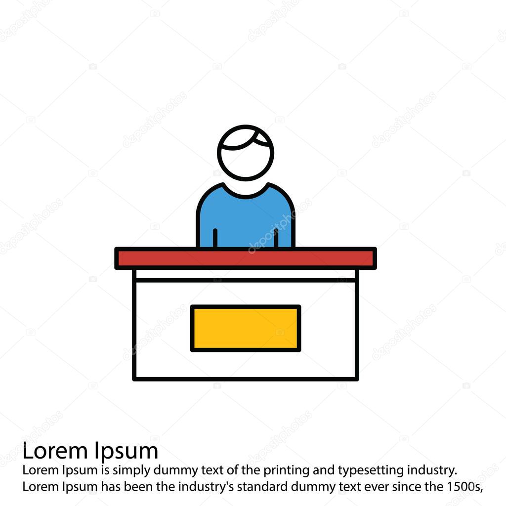 man with podium icon, vector illustration