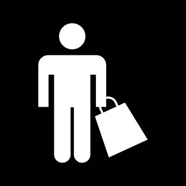 Çanta simgesi taşıyan adam, vektör illüstrasyonu