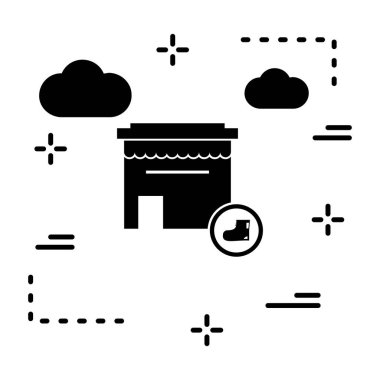 Beyaz arkaplan üzerindeki projeniz için vektör mağaza simgesi 