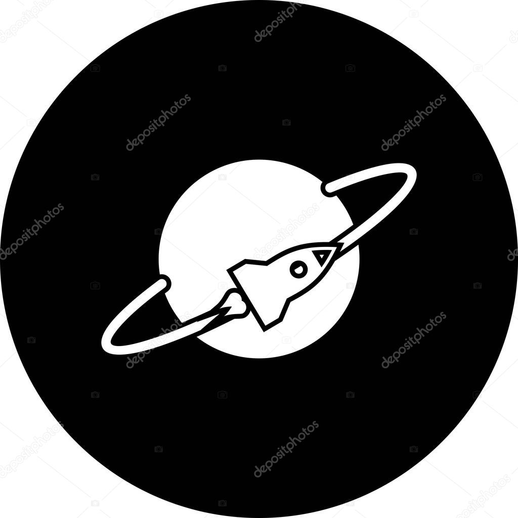 saturn planet and rocket icon, vector illustration