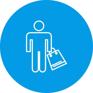 Çanta simgesi taşıyan adam, vektör illüstrasyonu