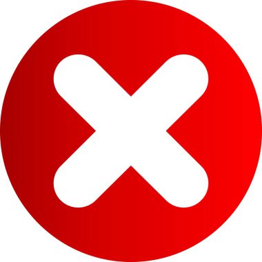 Projeniz için kırmızı arkaplandaki vektör iptali simgesi