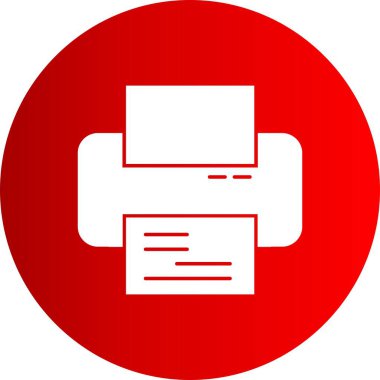 Kırmızı arkaplandaki projeniz için vektör yazıcı simgesi 