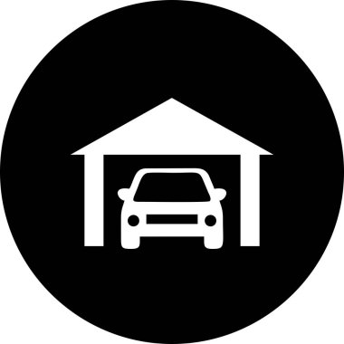 Garajdaki araba, vektör illüstrasyonu