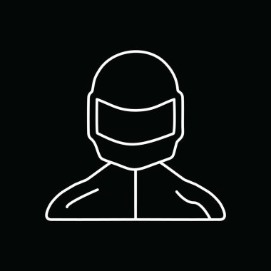 Başında kask olan motosikletli motorcunun vektör çizimi 