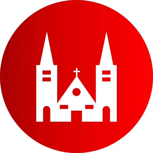 Eglise Vectorielle Icône Sur Fond Rouge Pour Votre Projet — Image vectorielle