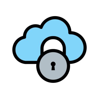 Bulut Kilidi Vektör Simgesi, vektör illüstrasyonu