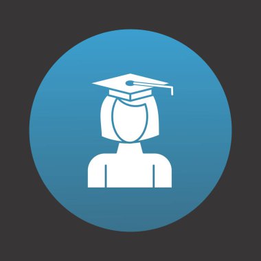 Kadın Öğrenci simgesi, vektör çizimi