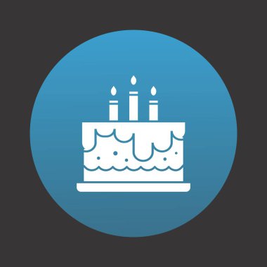 Projeniz için mavi arkaplanda doğum günü pastası vektörü simgesi