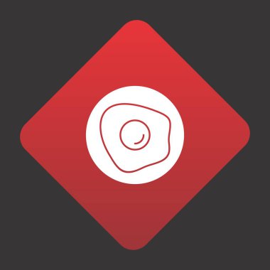 Projeniz için kırmızı arkaplanda kızarmış yumurta vektör simgesi