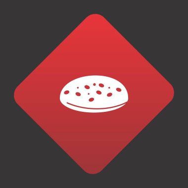 Projeniz için kırmızı arkaplanda fırınlanmış çörek vektör simgesi