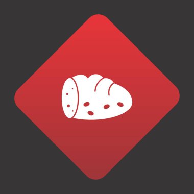  Projeniz için kırmızı arkaplanda dilimlenmiş ekmek vektör simgesi