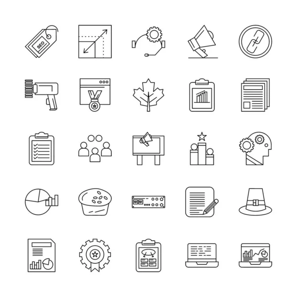 Vector Ilustración Conjunto Diferentes Iconos Simples — Vector de stock