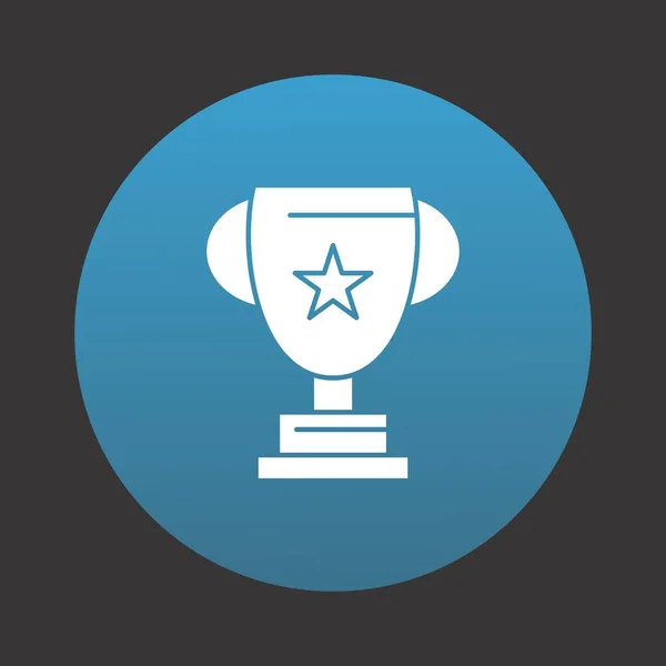 Trophy Vektor Symbol Auf Blauem Hintergrund Für Ihr Projekt — Stockvektor