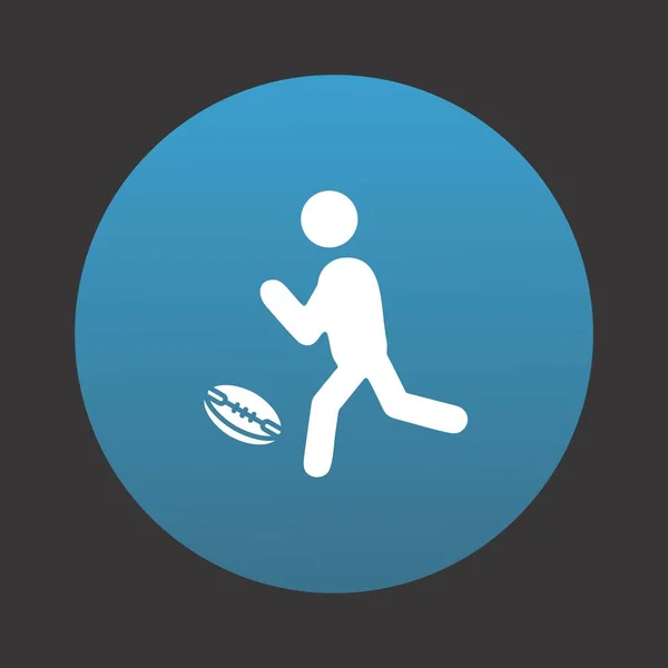 Icône Vectorielle Rugby Player Sur Fond Bleu Pour Votre Projet — Image vectorielle
