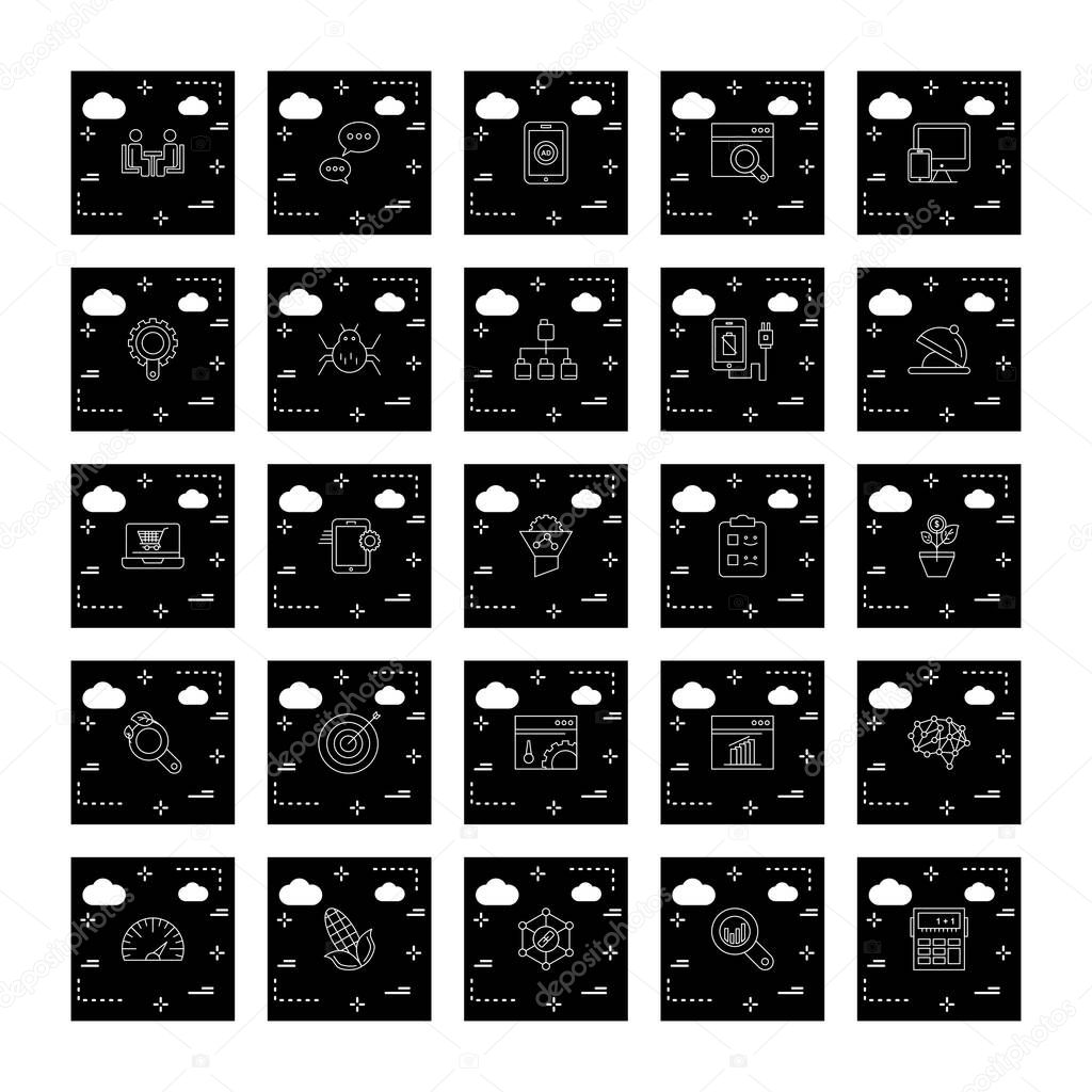 Set Of Universal 25 black Icons