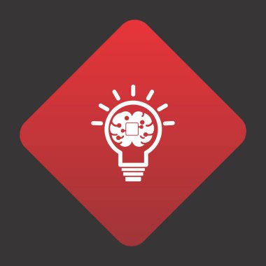  Projeniz için kırmızı arkaplanda yaratıcı zihin vektörü simgesi