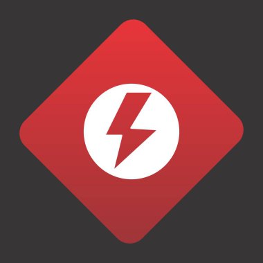 Projeniz için kırmızı arkaplanda şimşek vektörü simgesi