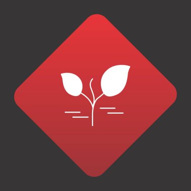  Projeniz için kırmızı arkaplanda bitki vektörü simgesi