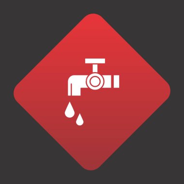 Projeniz için kırmızı arkaplandaki Water Tap vektör simgesi