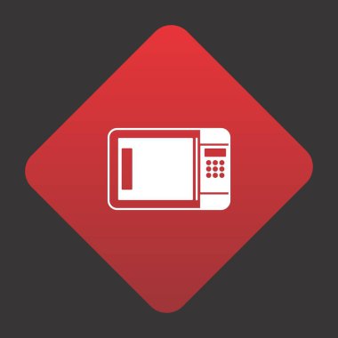 Projeniz için kırmızı arkaplanda mikrodalga vektör simgesi
